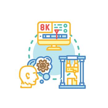 Person initializing digital creation process using technology vector