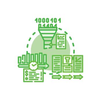 Instantaneous. multipack analytics flow process concept vector