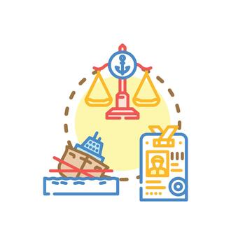 Ship forms certification. process document validation system vector