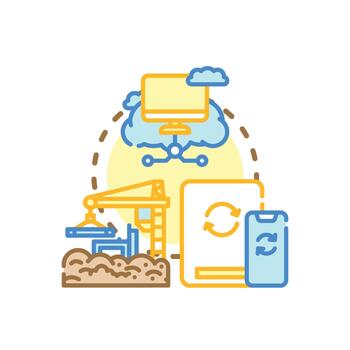 Cloud computing data processing and information storage concept vector