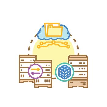 Systematic data archiving process forms and cloud. storage concept vector