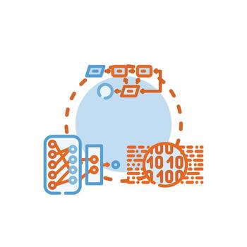 Server data mining process types. with data analysis and network vector
