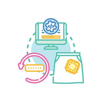 código revisión y software desarrollo proceso icono vector
