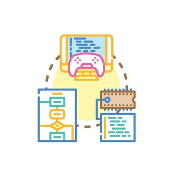 avanzado programación idioma desarrollando creativo mezcla codificación solución. vector