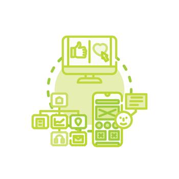 Graphic user interface creator developing mobile app vector