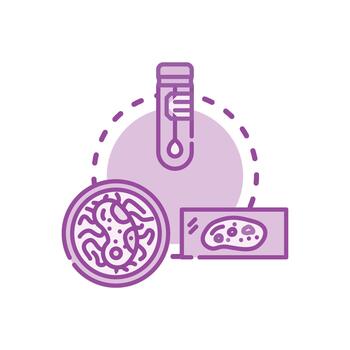 Microbe study icon exploring pathogen interaction vector