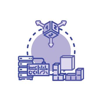 Component aggregation. assembling process development styles icon vector