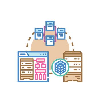 range Relational databases architecture storing processing data system. vector