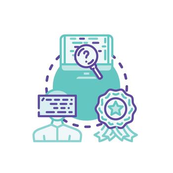 looks Verified code quality. improving software development process vector
