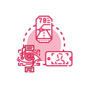 Sight based interpretation analyzing visual data. concept edition vector