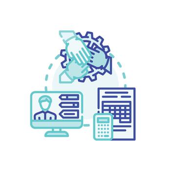 empleado administración proceso formas optimizando flujo de trabajo y equipo. desarrollo vector