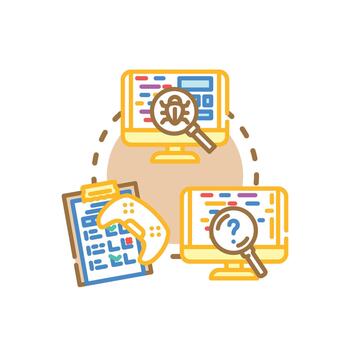 Software variety developer. debugging and validating code errors vector