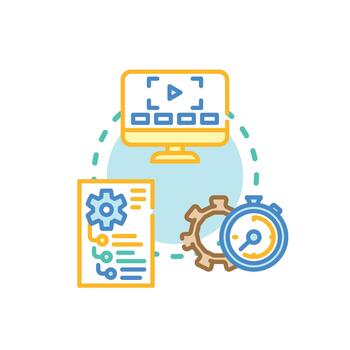 Tutorial online learning course development. process multistyle vector