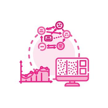 Big picture concept visualizing data analysis process. clean vector