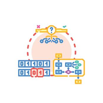 inteligente algoritmo pensando concepto desarrollando datos. Procesando diseños vector