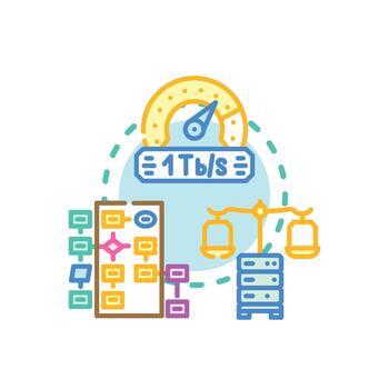 Fast network. data transfer flowchart styles process vector
