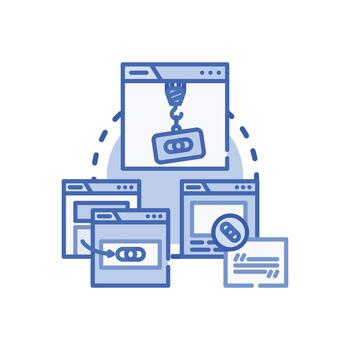 Website backlink building process online optimization vector