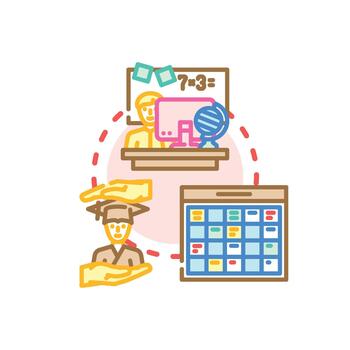 Practical learning support learning management system concept vector