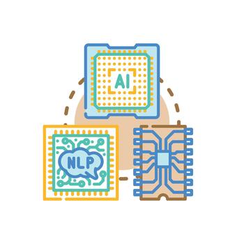 Silicon processor chip multistyle manufacturing processing. circuit development vector