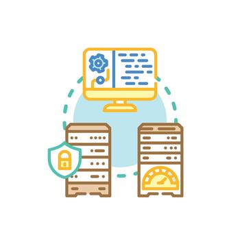 Data management system processing clean information workflow concept. vector