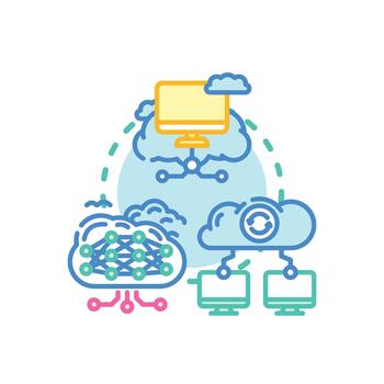 Cloud computing. setup for api stylized integration and data management vector