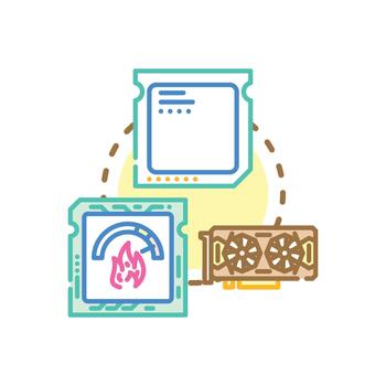 Computer. hardware creating range digital circuit data processing concept vector