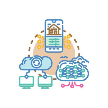 Seamless integration connecting cloud computing clean api data. systems vector