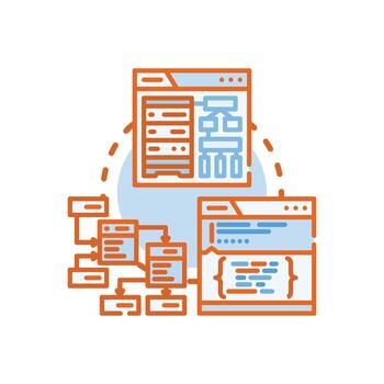range Database schema. creation process and structure development vector