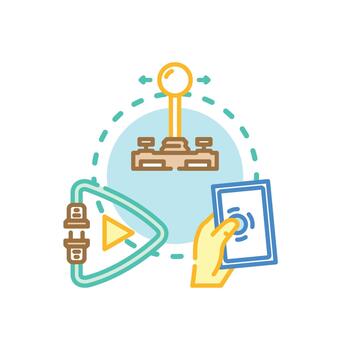 Functionality concept representing mix application, payment, and user experience. vector