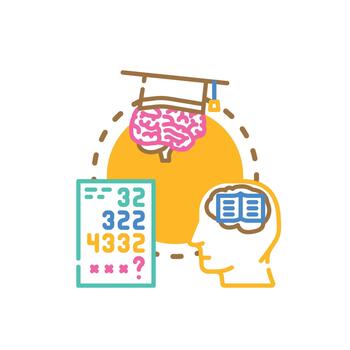 Cognitive recall processing memory brain function. difficulty styleset vector