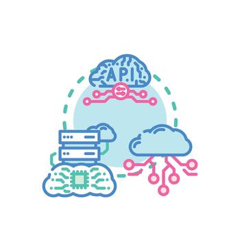 Cloud connectivity. and api variations integration for software deployment vector