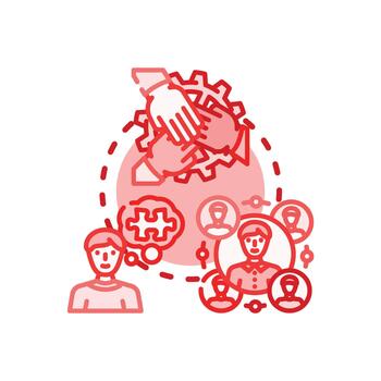 Collaborative team workflow. process development range concept vector
