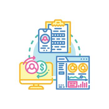 Customer request handling process. with feedback loop multistyle vector