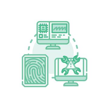 Computer security scan finding digital malware protecting data vector