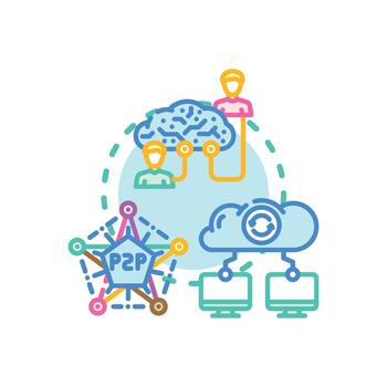Collaborative open source edition ecosystem developing software together. vector