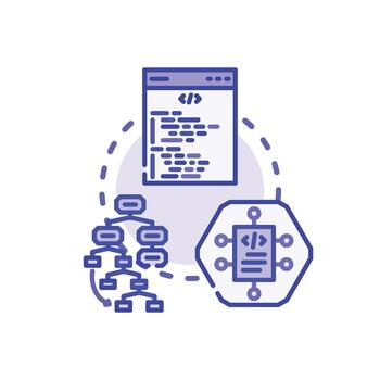 Old school software programming styles language developing concept. vector