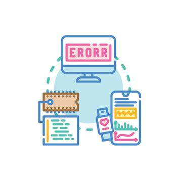 Software. error diagnostics controlling diversity system bugs concept vector
