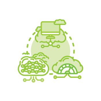 Cloud computing advisor managing variety data infrastructure services. vector
