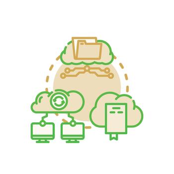 Cloud journal keeping. data synchronization variations process vector
