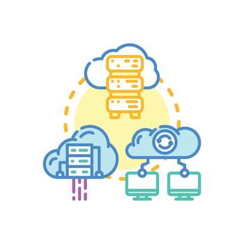 Cloud based saas product. development forms network system vector