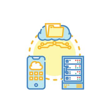 Cloud based sample clean storage system solution. vector