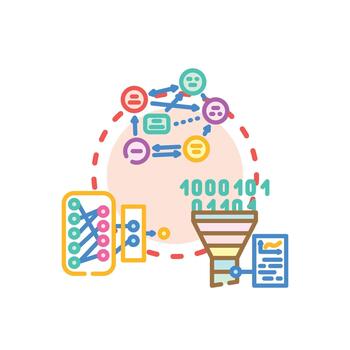 Linked data stream looks processing. analysis concept vector