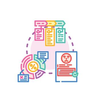 Support request workflow process management concept. styles vector