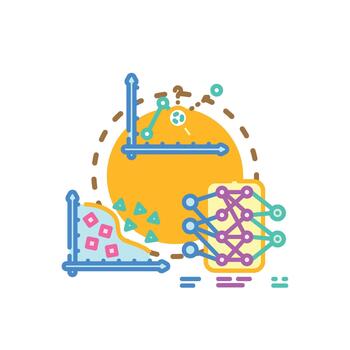 Machine looks learning refinement process. for artificial intelligence vector