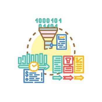 Instantaneous analytics flow clean process. concept vector
