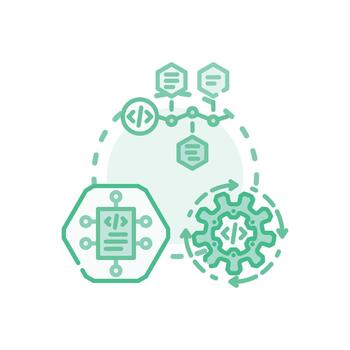 Code deployment diversity process for software development team. vector