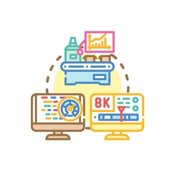 Improving. digital processing efficiency set and workflow optimization vector