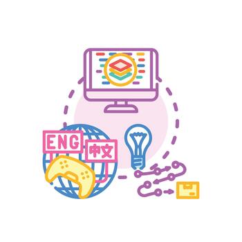 Shared software. types development project collaboration concept vector