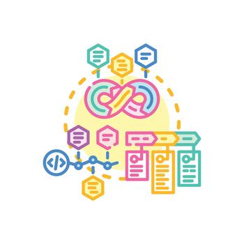 devops modelo. desarrollando diseños software y eso operaciones trabajo en equipo vector