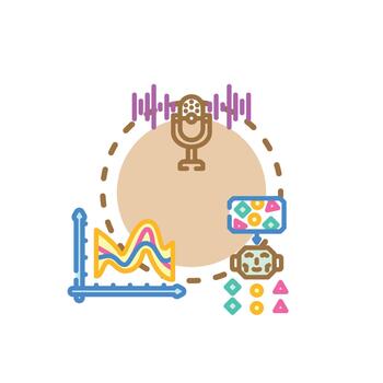 máquina. diseños aprendizaje asistente concepto con artificial inteligencia Procesando datos vector